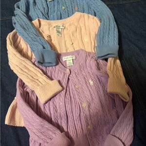 Ralph Lauren Pastel Cable Knit Cardigans - Peach, Lavender, Sky Blue